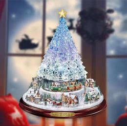 Christmas Decorations Tree Rotating Sculpture Train Paste Window Stickers Winter Home Decoration5246936