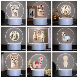 Lamps Shades Alpaca Creative Table Bedside Lamp 3D Led Night Light Gift For Kids Room Decor Decoration Children Hoom Gift Y240520ELK0
