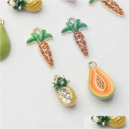 Charms Zinc Alloy Enamel Pineapple Papaya Carrot 6Pcs/Lot For Diy Fashion Jewelry Earrings Making Finding Accessories Drop Delivery Dhin5