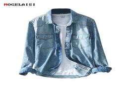 Men039s Casual Shirts Safari Style Slim Retro Jeans Blue Shirt For Man Denim Pockets Male Chemise Homme Camisa Masculina M3XL 5179738