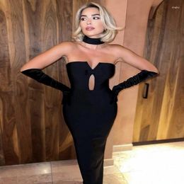 Party Dresses Bandage Dress European And American Elegant Sexy Chocker Tube Top Banquet