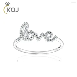 Cluster Rings KOJ Europe And America Fashion Simple Ins Wind 925 Sterling Silver Letter LOVE Zircon Wedding Ring Jewerly For Women