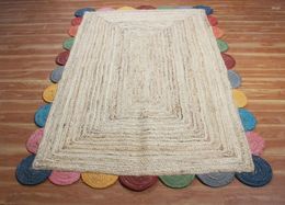 Carpets Carpet Natural Jute And Cotton Rugs Floor Mat Geometric Area Rug Style Braided Outdoor 5 X 8 Ft