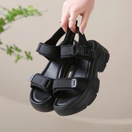 Sandals 2024 High Heel Hook&Loop Platform Women Summer Comfort White Black Fashion Casual Walking Shoes