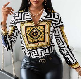Designer Polo Shirts womens stitching tops fashion printed long-sleeved T-shirt sexy personality blouse shirt Causal Business Plaid Coats
