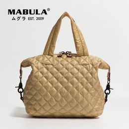 MABULA Luxury Design Down Padded Tote Bags Women Quilted Top Handle Handbags Casual Purses Shoulder Bag Female Crossbody Bag 240520