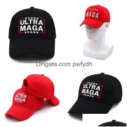 Party Hats Trump Fans Embroidery Black Red Tra Maga Baseball Cap For Men And Women Drop Delivery Home Garden Festive Supplies Dhn6X