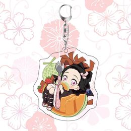 Keychains Acrylic Key Chains Anime Peripherals Tanjirou Nezuko Zenitsu Inosuke Giyuu Shinobu Fashion Jewellery 6cm Pendant Cosplay DIY Props