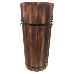 Umbrellas Wood Umbrella Bucket Large Capacity Storage Multiuse Front Desk Holder Home El Lobby