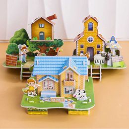 LED Toys 3D Building Puzzle Model Toys DIY Handmade Paper Puzzle Building Blocks Childrens Education Toys Gifts S2452011