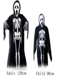 Halloween Skeletons Costume Adult And Child 120cm 90cm Masquerade Dance Skull Ghost Costume horror Zombie MaskBones Gloves Cosp7815401