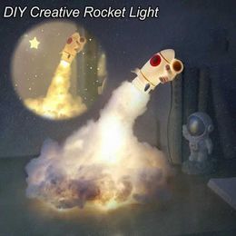 Lamps Shades DIY Creative Rocket Light LED Night Light Colour Cloud Astronaut Light USB Night Light Atmosphere Bedside Light Gift Home Decoration Y240520I3MB