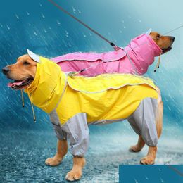 Dog Apparel Large Clothes Raincoat Waterproof Suits Rain Cape Pet Overalls For Big Dogs Hooded Jacket Poncho Jumpsuit 6Xl Drop Deliv Dhzb9