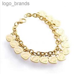 High quality trend brand titanium steel gold rose sier heart shaped bracelet for friends party and fashion couple gift