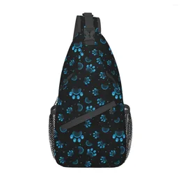 Backpack Blue Dog Paws Chest Bags Men Animal Print Custom Shoulder Bag Fun Phone Small Travel Workout Sling