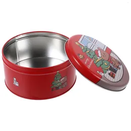 Storage Bottles Christmas Tin Box Tinplate Cookie Supplies Containers Candy Jar Holder Lid Tins With Lids