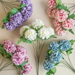 Decorative Flowers 2PCS 14Head Artificial Hydrangea Flower Large Natural Lifelike Fake Silk Faux For Home Party Decoration Outdoor Wedding