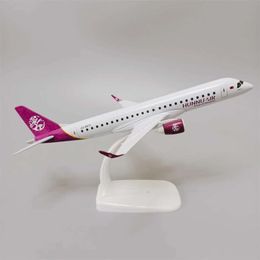 20CM Alloy Metal Mongolian Hunnu Embraer E-190 E190 Airlines Aeroplane Diecast Air Plane Model Aircraft Kids Gifts