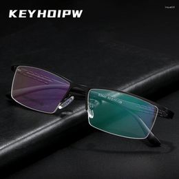 Sunglasses Frames KEYHOIRW Business Ultralight Elastic Leg Myopia Glasses Alloy Half Frame Optical Prescription Eyeglass For Men 3640