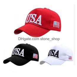 Party Hats 2024 Trump Baseball Cap Usa Presidential Election Hat With American Flag Caps Cotton Sports For Men Women Adjustable Drop Dh27K