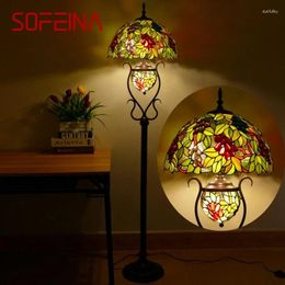 Floor Lamps SOFEINA Tiffany Lamp American Retro Living Room Bedroom Country Stained Glass
