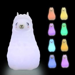 Lamps Shades Camel LED Night Light Touch Sensor Colorful Silicone Animal Light Battery Powered Bedroom Light Children and Baby Gifts Y240520PBDO