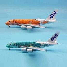 Aircraft Modle 20CM alloy metal Japan Airlines ANA Airbus A380 cartoon turtle aviation aircraft model airplane model painting airplane toy s2452089