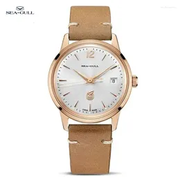 Wristwatches Seagull Men's Watch Classic Retro 51 Re-Edition Gold Dial Automatic Mechanical Wristwatch Men Relogio Masculino D51SG