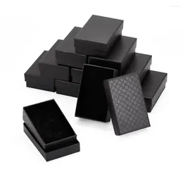 Jewellery Pouches Diamond Pattern Cardboard Box Plain Colour Rectangle Paper Case With Sponge For Anniversary Party Gift DIY Packing 12pcs