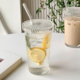 Wine Glasses Glass Cups With Lids And Straws Iced Coffee Cup For Bar Straw Lid Home Decor High Guality