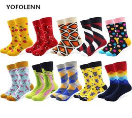 10 Pairslot Men039s Funny Colorful Combed Cotton Happy Socks Multi Pattern Argyle Stripe Cartoon Dot Novelty Skateboard Art So6559524