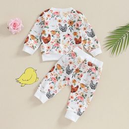 Clothing Sets Toddler Baby Girl Boy 2Pcs Outfits Printed Long Sleeve Crewneck Sweatshirts Pants Set Born Fall Winter Clothes