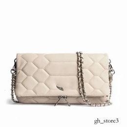 Designer Cowide Zadig Voltaire Schulter -Crossbody -Tasche berühmte Flügelmuster Frauen Umschlag Messenger Luxus Handtasche Fashion Nieten genommene Hobo Baguette Kette 698