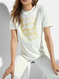 Women's T Shirts Ladies O-Neck Short Sleeve Loose Caasual Tee Tops Women Geometric Printed T-Shirt Summer 2024
