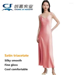 Casual Dresses Satin Triacetate Spring And Summer Women's Hanging Dress Champagne Quality Outdoor High-end Skirt Loose Large Size Silky Cool