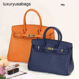 Designer Bags Ostrich Handbags BK Tote Bag Leather Pattern Womens Brand Luxury 2024 New Light Portable Platinum Have Logo Rj