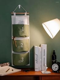Storage Bags Cotton Linen Three-Pocket Hanging Bag Nordic Style Wall-Mounted Water Proof Household Goods Sack