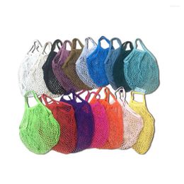 Storage Bags 100pcs Shopping Handbag Shopper Tote Mesh Net Woven Cotton Pouch String Reusable Fruit Bag Vegetables Organiser