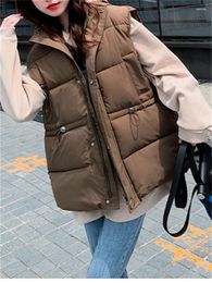 Women's Vests Yitimoky Jacket Vest For Women Fall Winter 2024 Korean Fashion Thicken Warm Coats Sleeveless Turn Down Collar Casual Outwear