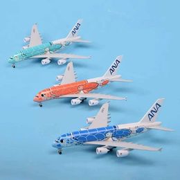 Aircraft Modle 1 400 Scale 20CM A380 ANA cartoon turtle airplane with landing gear alloy die cast airplane model toy for collection s2452089