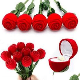 Other Festive & Party Supplies Valentine Rose Jewelry Boxes Romantic Wedding Ring Earring Pendant Display Gift Box Veet Drop Delivery Dhn5W