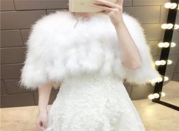 Scarves Real Ostrich Feather Cape For Women Winter Warm Wedding Fur Luxurious Boleros Bride White Ivory Shrug Bridal Party Shawl8875304