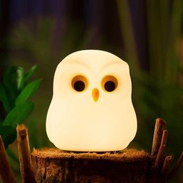 Lamps Shades Owl Night Light Cute Silicone Night Lamp Rechargeable RGB Ambience Lamp Room Decoration Funny Animal Children Night Light Gift Y240520I4MD