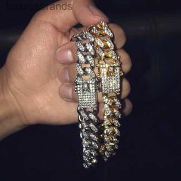 Mens Hip Hop Bracelet Jewelry Iced Out Chain Rose Gold Silver Miami Cuban Link Chains Bracelets