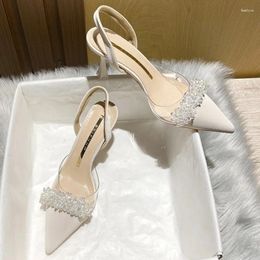 Sandals Women Slingback High Heels Summer Luxury Designers Elegant Pointed Toe High-heeled Transparent Party Shoes