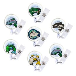 Business Card Files Fish And Cartoon Badge Reel Retractable Nurse Id Cute Holder Funny Name Tag With Alligator Clip Nurses Reels Holde Otbhx