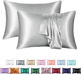 Pillow 2PCS Standard Size Satin Covers With Envelope Pillowcase For Hair And Skin Silk Set