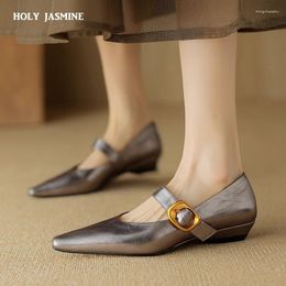 Dress Shoes 2024 Size 34-40 INS Brand Women Ballet Flats Soft Real Leather Pumps For Woman Strap Wedding T-Strap Heel