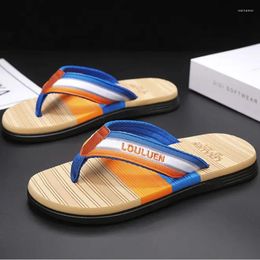 Slippers Men Mixed Colours Flip Flops Large Size Comfortable Thick Sole Beach Shoes Soft Bottom Casual Outside Walking Sandals