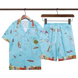 Designer Bowling Shirt Men's Fashion Floral Hawaiian Silk Business Shirts Casual Shirts Men's Slim Fit Short Sleeves Embroidery
